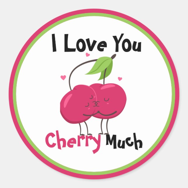 Cherry Liebe Pucker Runder Aufkleber (Vorderseite)
