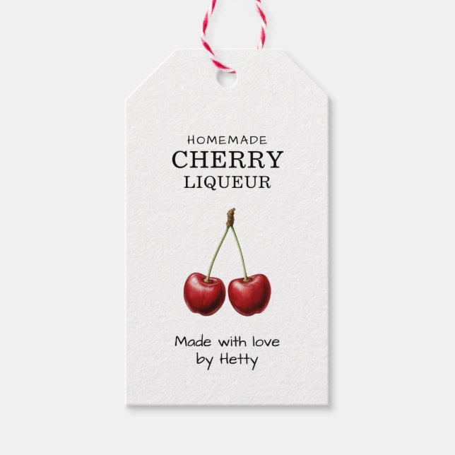 Cherry Likör-Etikett für Ihre hausgemachten Rezept Geschenkanhänger (Vorderseite)