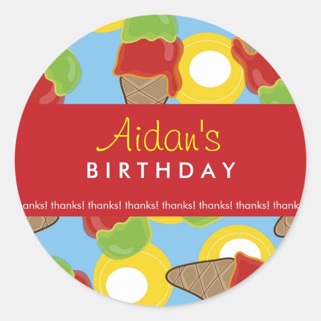 Cherry & Limon Ice Cream Geburtstagsparty Stickers (Vorderseite)