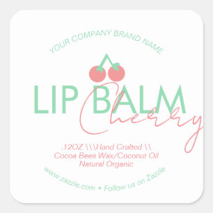 Cherry Lip Balm Scrub Business Packaging Quadratischer Aufkleber