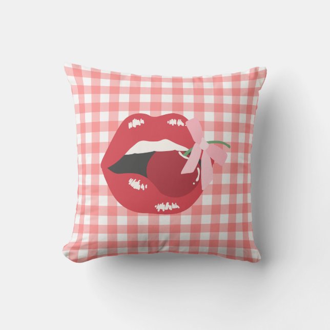 Cherry Lips Coquette Red Themed Kissen (Vorderseite)