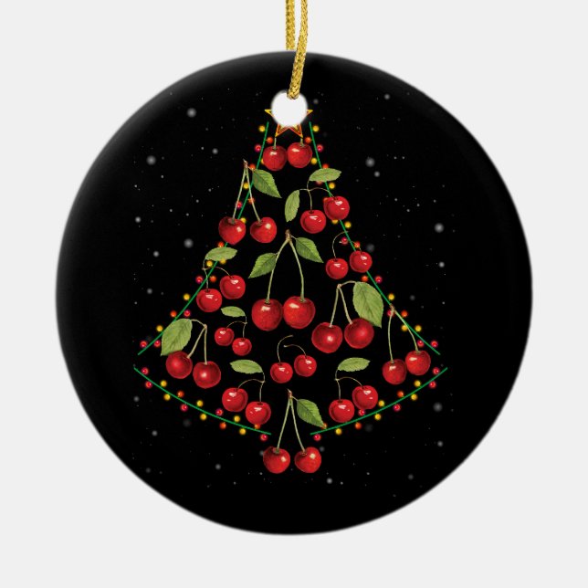 Cherry Lover Christmas Tree Lights Weihnachtsmannm Keramik Ornament (Vorne)