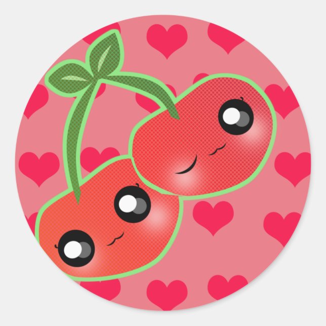 Cherry Luv! Runder Aufkleber (Vorderseite)