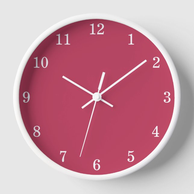 Cherry Magenta Minimalistisch Wall Clock Uhr (Vorderseite)