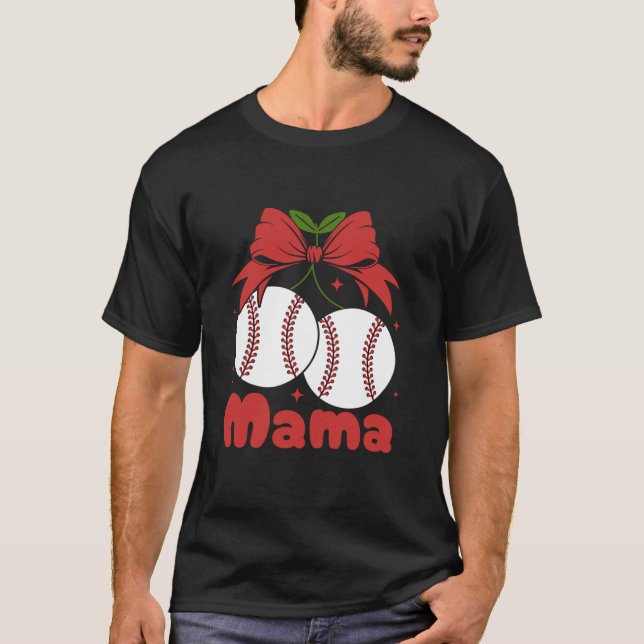 Cherry Mama Coquette Bow Mama Niedlich Baseball Ch T-Shirt (Vorderseite)
