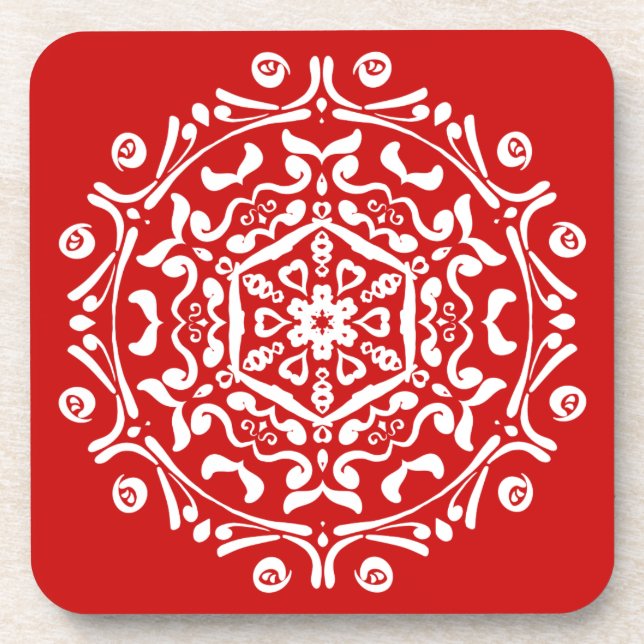 Cherry Mandala Getränkeuntersetzer (Vorderseite)