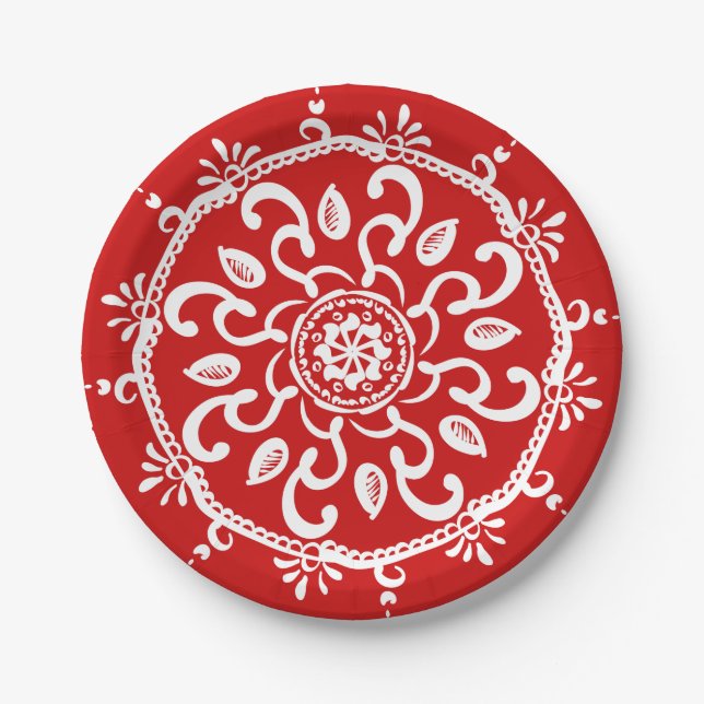 Cherry Mandala Pappteller (Vorderseite)
