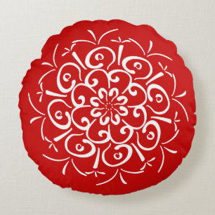 Cherry Mandala Rundes Kissen
