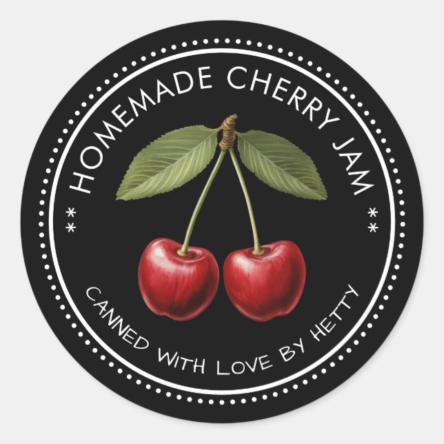 Cherry Marmelade Aufkleber für Ihre hausgemachten  (Vorderseite)