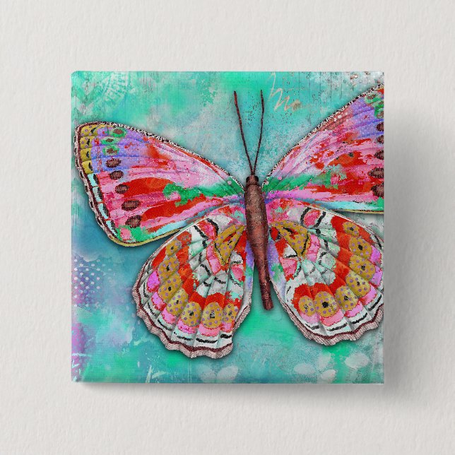 Cherry Mint Butterfly Pin Button (Vorderseite)