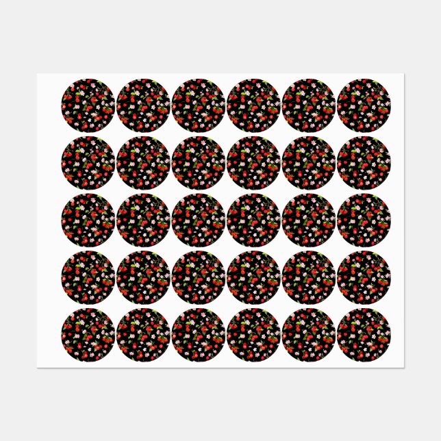 Cherry Muster 2 Etiketten (Blatt)