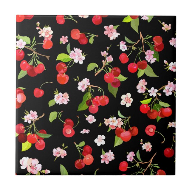 Cherry Muster 2 Fliese (Vorderseite)