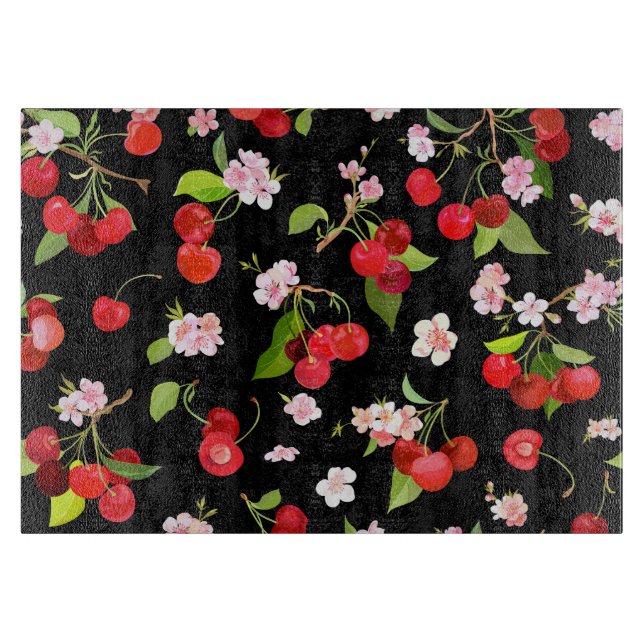 Cherry Muster 2 Schneidebrett (Vorderseite)