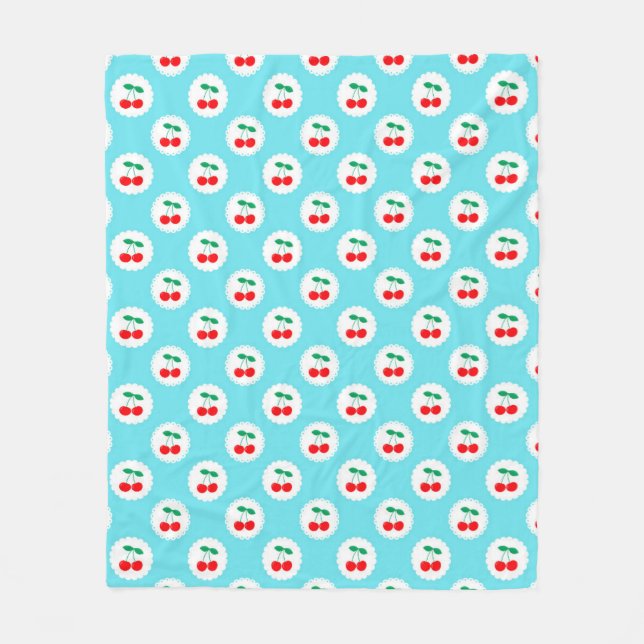 Cherry Muster - Retro Fruit Gift & Decke (Vorderseite)