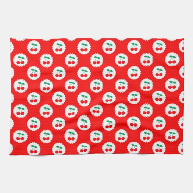 Cherry Muster - Retro Fruit Gift & Decke Geschirrtuch (Horizontal)