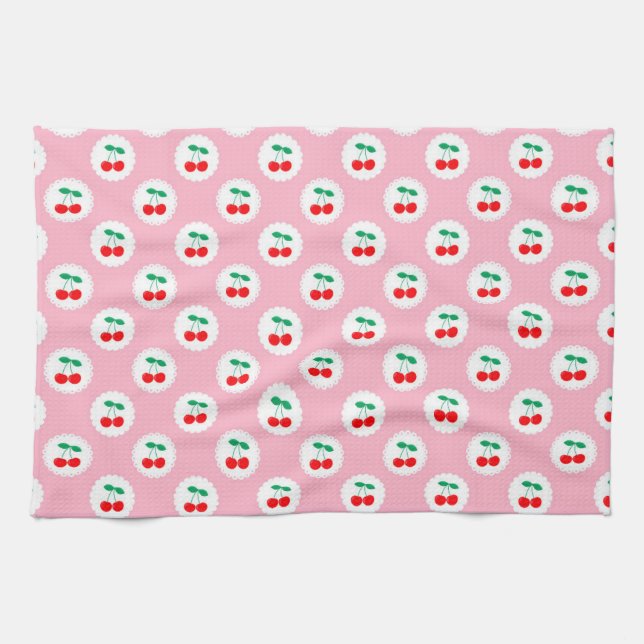 Cherry Muster - Retro Fruit Gift & Decke Geschirrtuch (Horizontal)