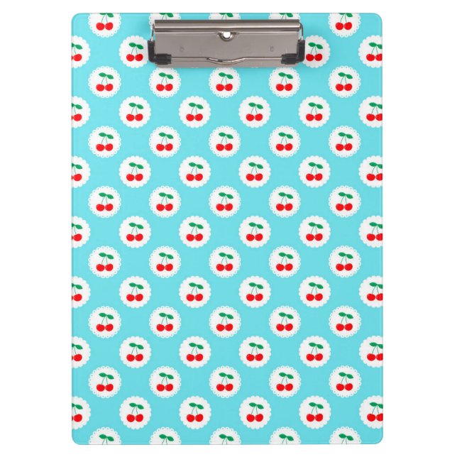 Cherry Muster - Retro Fruit Gift & Decke Klemmbrett (Vorderseite)