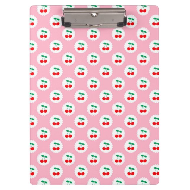 Cherry Muster - Retro Fruit Gift & Decke Klemmbrett (Vorderseite)
