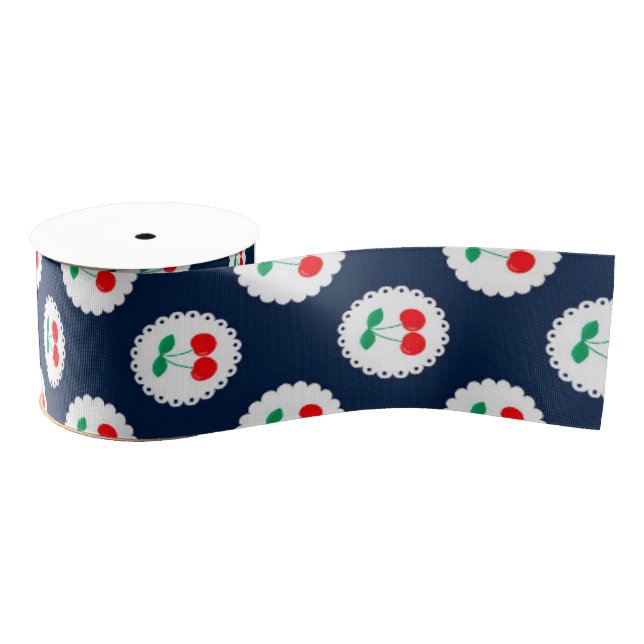 Cherry Muster - Retro Fruit Gift & Decke Ripsband (Spule)