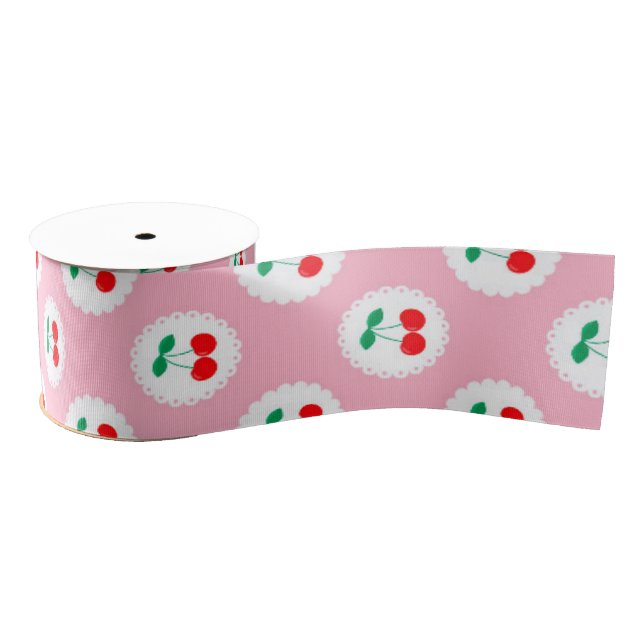 Cherry Muster - Retro Fruit Gift & Decke Ripsband (Spule)