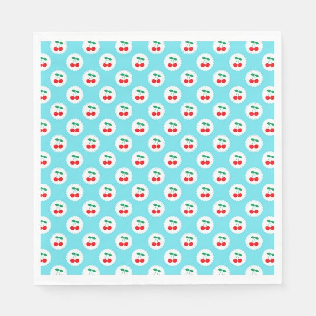 Cherry Muster - Retro Fruit Gift & Decke Serviette (Vorderseite)