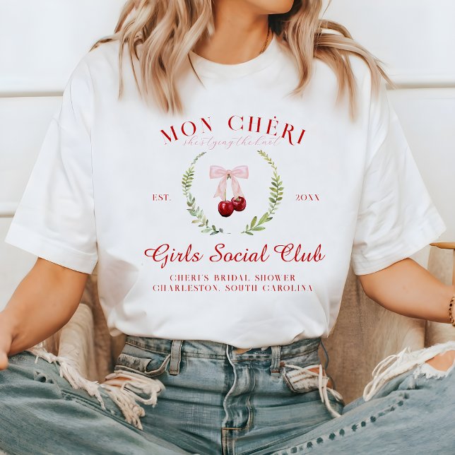 Cherry oben | Bachelorette Bridesmaid T-Shirt (Von Creator hochgeladen)