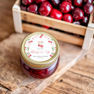 Cherry oben   BRAUTPARTY Runder Aufkleber