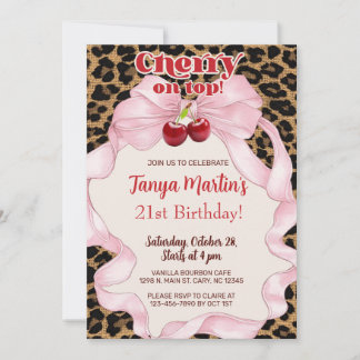 Cherry On Top adult woman birthday invitation. Einladung