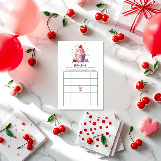 Cherry on top Baby Showdusche Bingo Game (Cherry On Top Baby Shower Bingo Game)