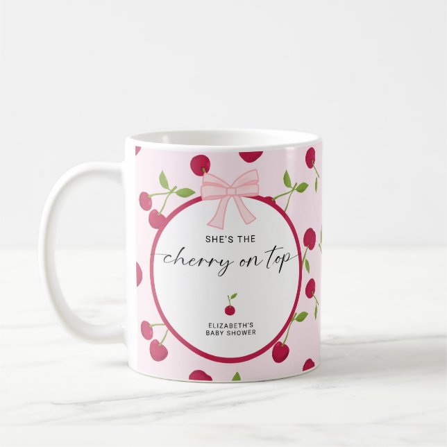 Cherry On Top Baby Shower Coquette Pink Cute Kaffeetasse (Links)