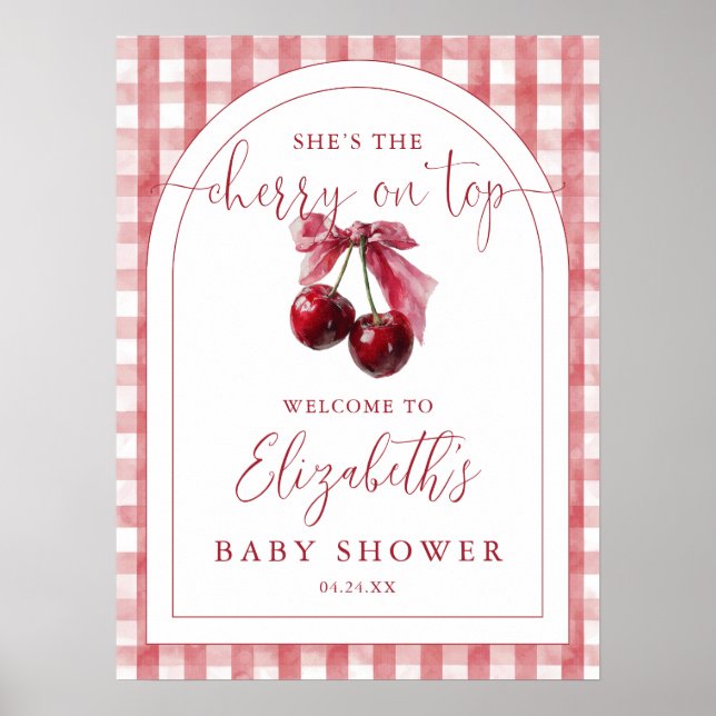 Cherry On Top Baby Shower Welcome Sign Poster (Vorne)