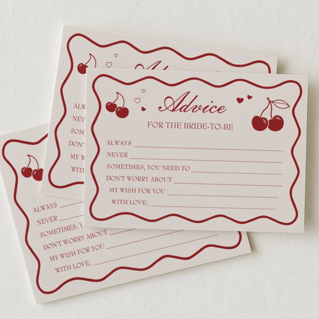 Cherry On Top Bridal Shower Advice Card Einladung (Von Creator hochgeladen)