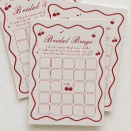 Cherry On Top Bridal Shower Bingo Game Card Einladung