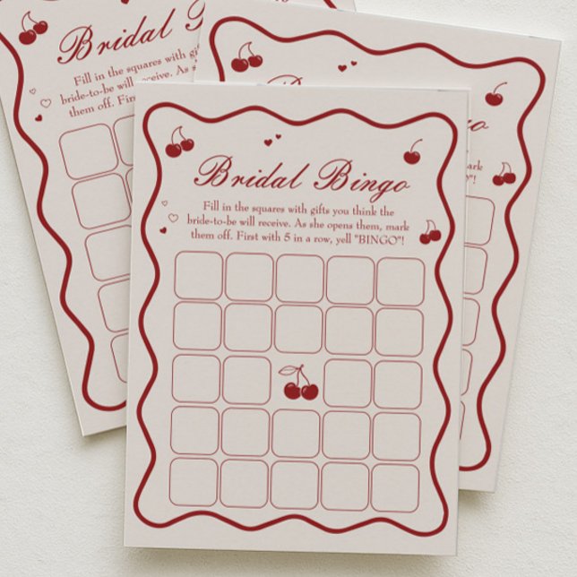 Cherry On Top Bridal Shower Bingo Game Card Einladung (Von Creator hochgeladen)
