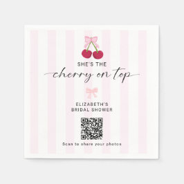 Cherry On Top Bridal Shower QR Code Share Photos Serviette