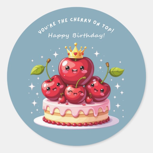 Cherry on Top Classic Round Sticker (Vorderseite)