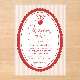 Cherry on Top Coquette Bow Pink Baby Shower  Acryleinladungen