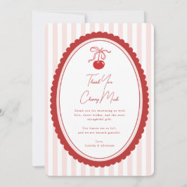 Cherry on Top Coquette Bow Thank You Card  Dankeskarte
