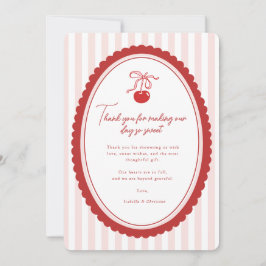 Cherry on Top Coquette Bow Thank You Card  Dankeskarte