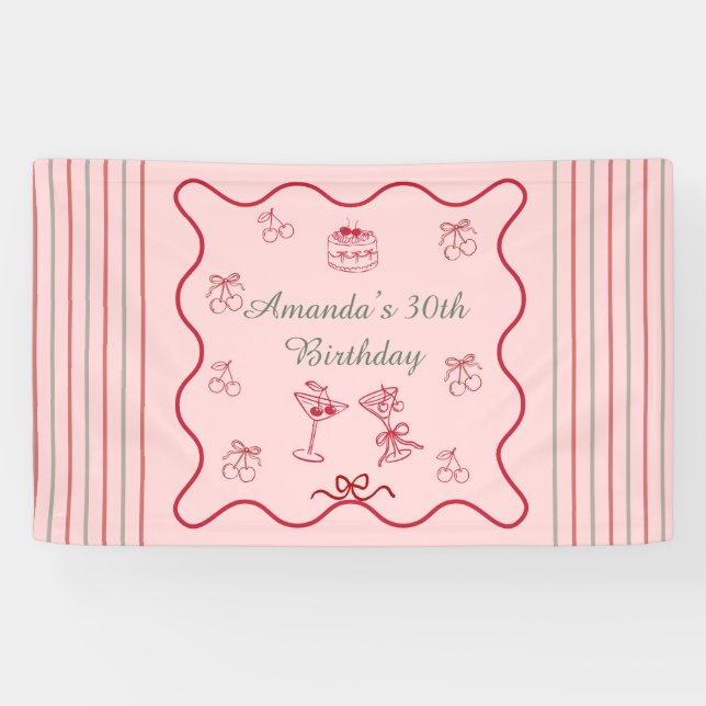 Cherry on Top Geburtstag Banner (Horizontal)