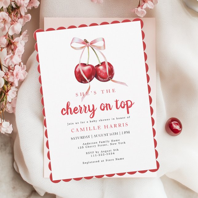 Cherry on Top Girl Baby Shower Einladung (Von Creator hochgeladen)