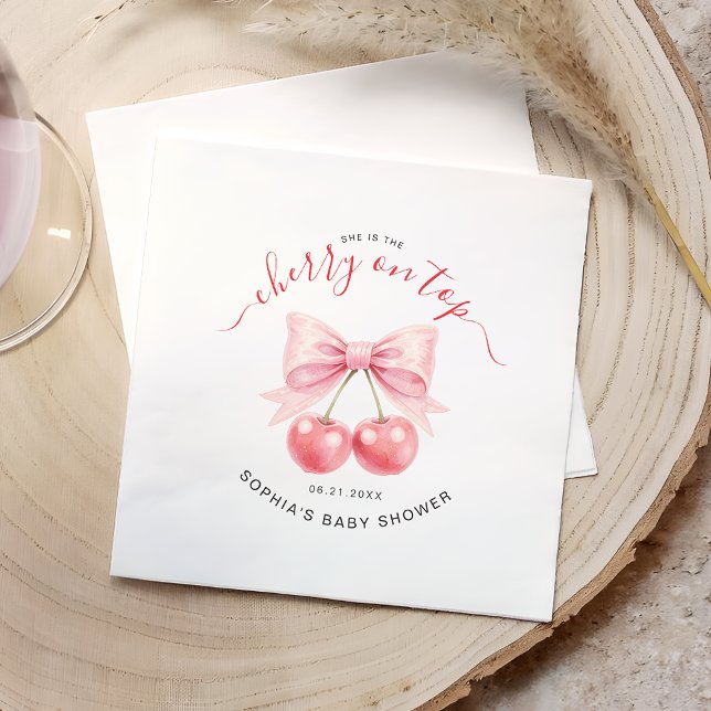 Cherry On Top Sweet Coquette Girl Baby Shower Serviette (Von Creator hochgeladen)
