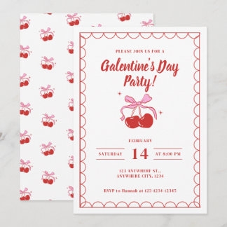 Cherry On Top White Galentine's Day Einladung