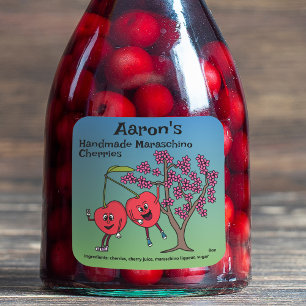 Cherry Pals Funny Cartoon Jam Pie und mehr Quadratischer Aufkleber