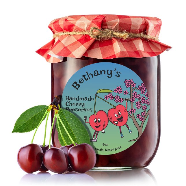 Cherry Pals Funny Cartoon Jam Pie und mehr Runder Aufkleber (Von Creator hochgeladen)