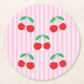 Cherry Paper Round Coasters Runder Pappuntersetzer