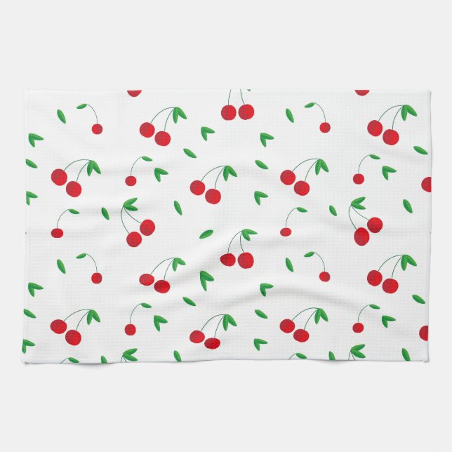 Cherry Pattern Easy Cherry Zeichnend Kirsche Art C Geschirrtuch (Horizontal)