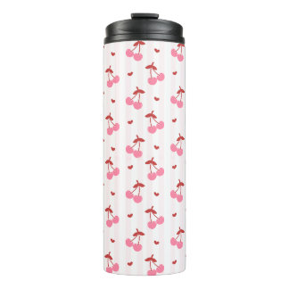 Cherry Pattern with Hearts  Thermosbecher