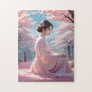 Cherry Petals Sakura lösen   Kawaii Asian Women Puzzle