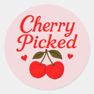 Cherry Picked Hearts Romantische Cottagecore  Runder Aufkleber